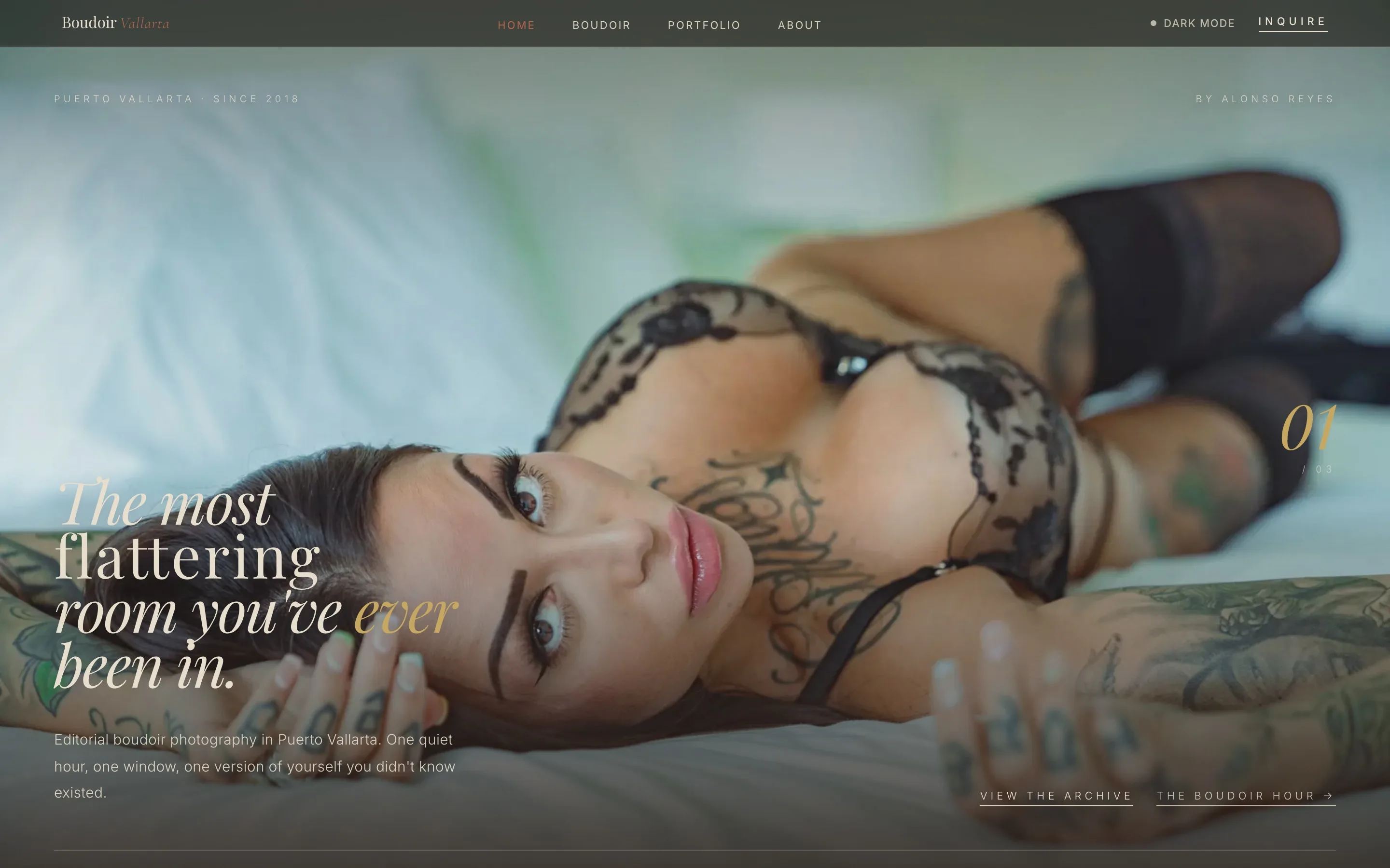 Sitio web de Boudoir Vallarta, pantalla 1